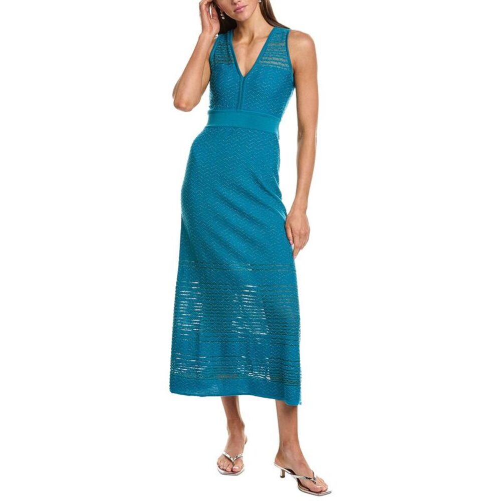 M Missoni Womens Abito Lungo Wool-Blend Midi Dress, Blue